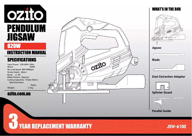 Page 1 de la notice Mode d'emploi Ozito JSW-6100