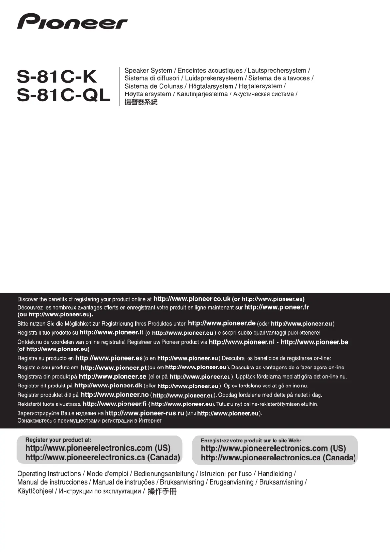 Page n°1 - Manuel utilisateur Pioneer S-81C-K