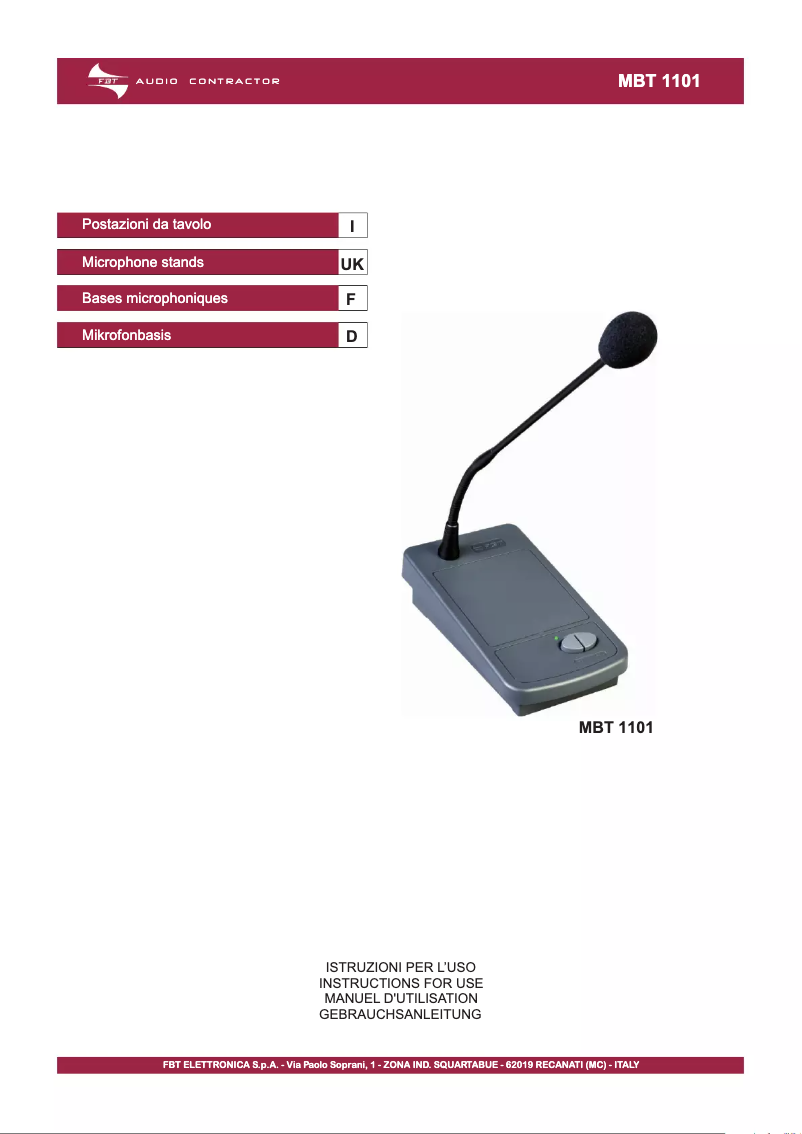 Página 1 del manual Manual de usuario FBT MBT 1101
