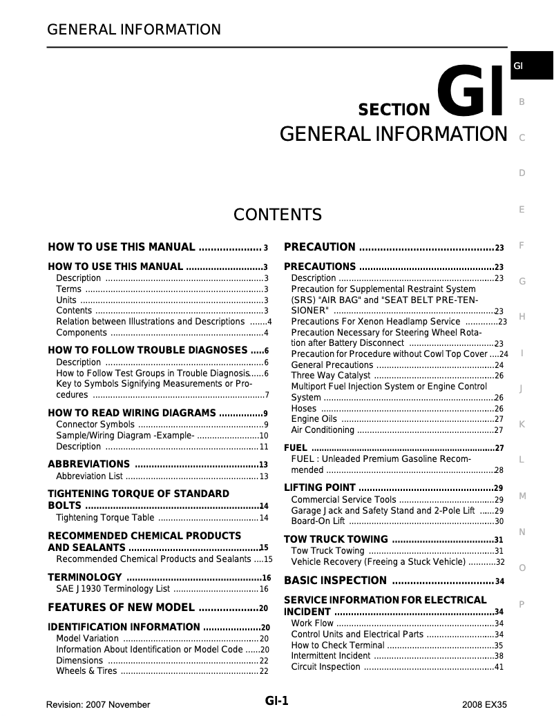 Image de la première page du manuel de l'appareil EX35 (2008)