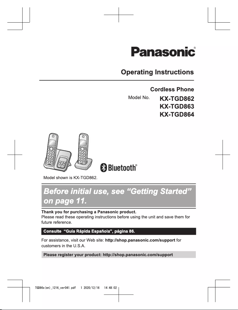 Page 1 de la notice Manuel utilisateur Panasonic KX-TGD863