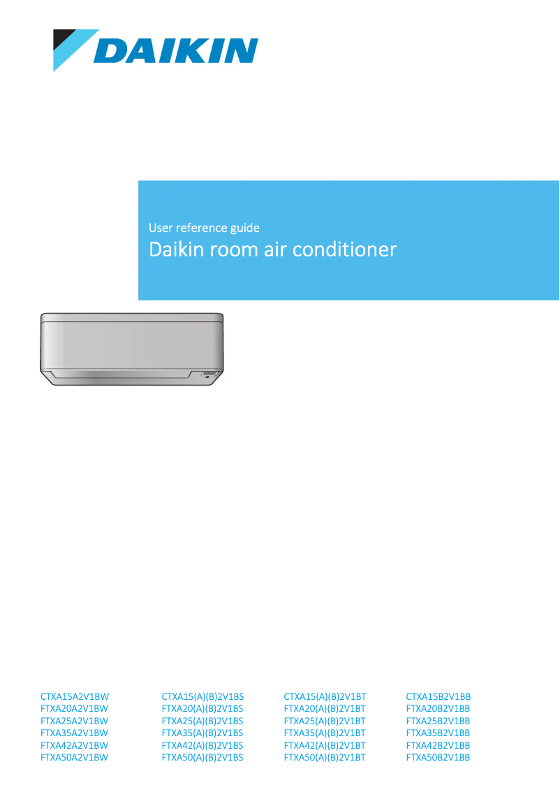 Page n°1 - Manuel utilisateur Daikin FTXA25A2V1BW