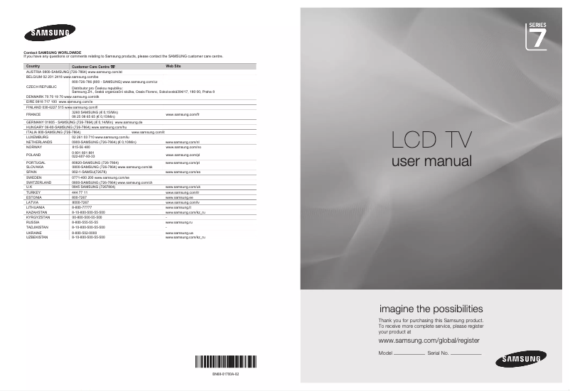 Image de la première page du manuel de l'appareil LE46A756R1M