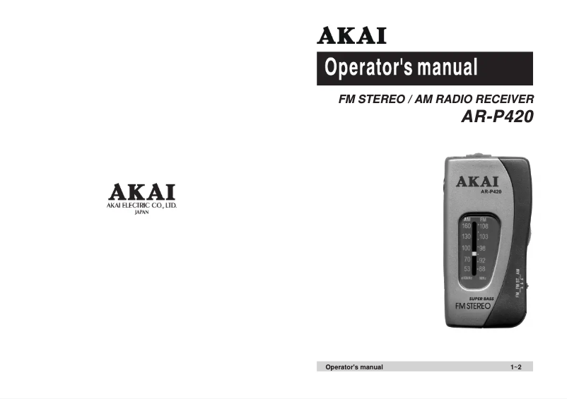 Page 1 de la notice Manuel utilisateur AKAI ARP420ZT