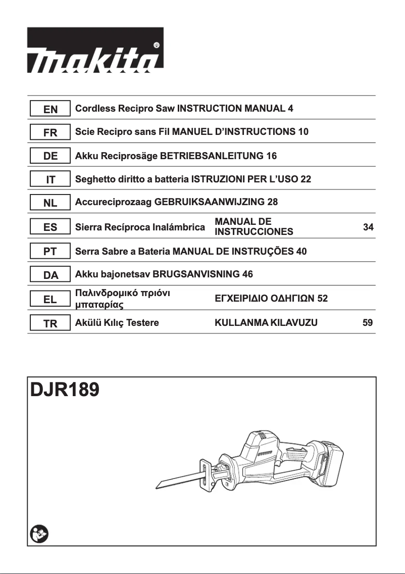 Page 1 de la notice Manuel utilisateur Makita DJR189