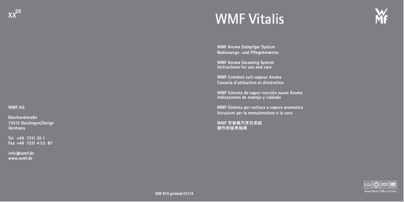 Page 1 de la notice Manuel utilisateur WMF 1740106040