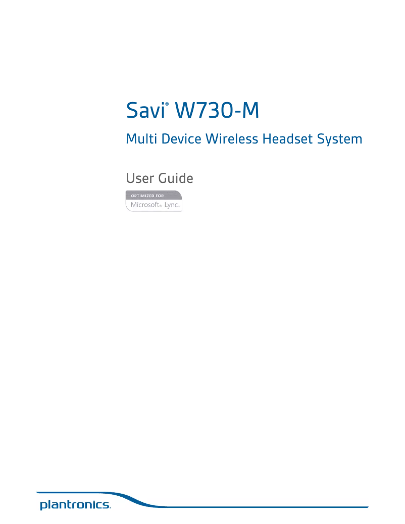 Page 1 de la notice Manuel utilisateur Plantronics Savi W730-M