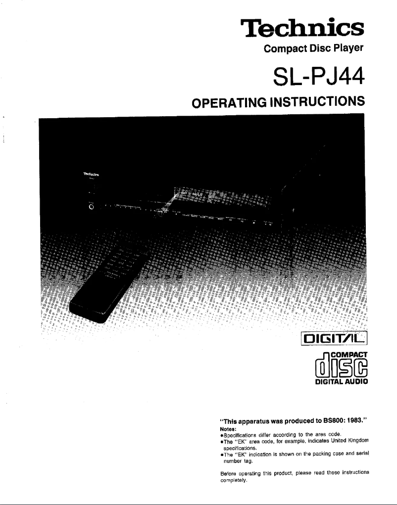Page n°1 - Manuel utilisateur Panasonic SL-PJ44
