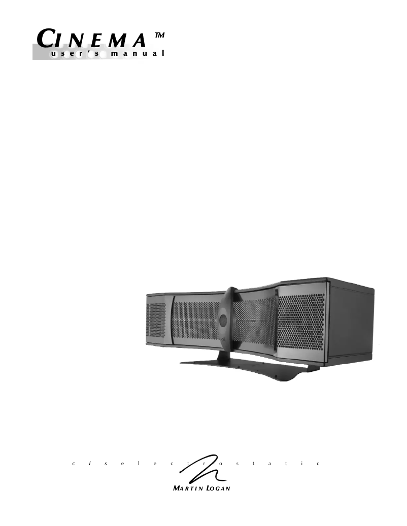 Page n°1 - Manuel utilisateur Martin Logan Cinema
