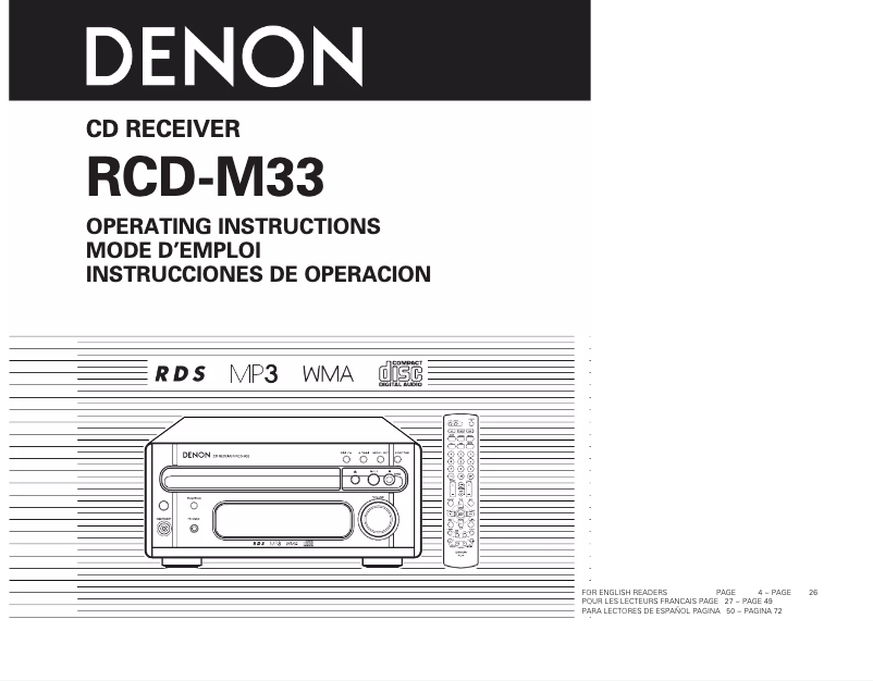 Page 1 de la notice Manuel utilisateur Denon RCD-M33
