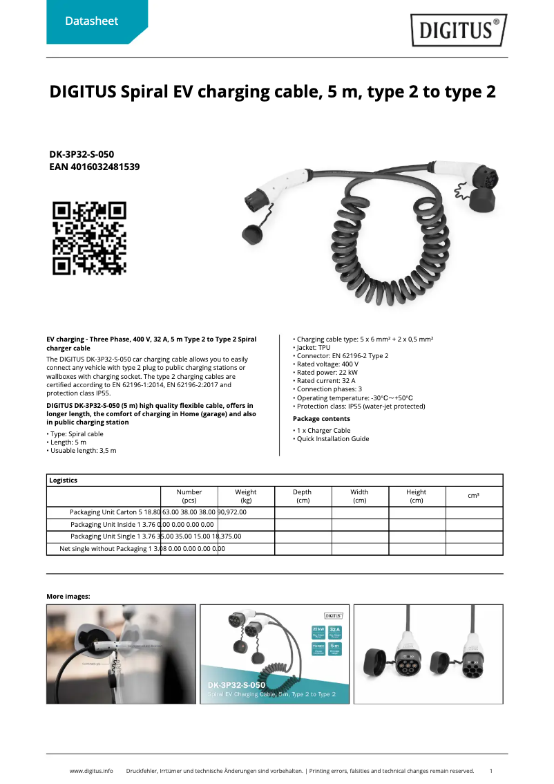 Page n°1 - Fiche technique Digitus DK-3P32-S-050