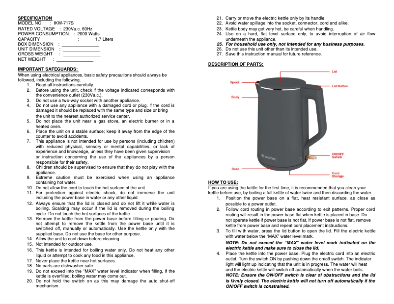 Page 1 de la notice Manuel utilisateur Imarflex IKW-717S
