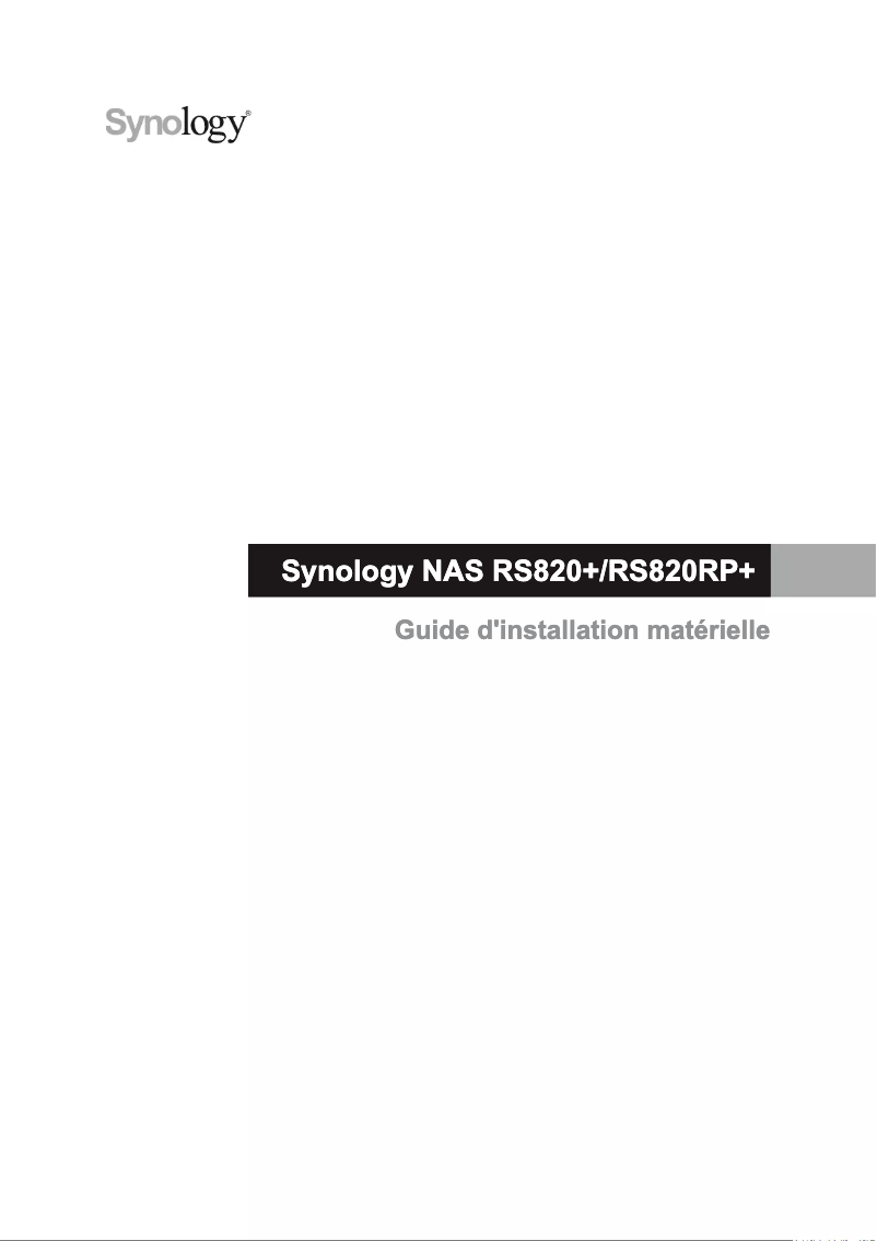 Image de la première page du manuel de l'appareil RackStation RS820RP+