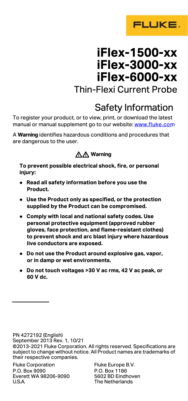 Page 1 de la notice Manuel utilisateur Fluke iFlex i1730