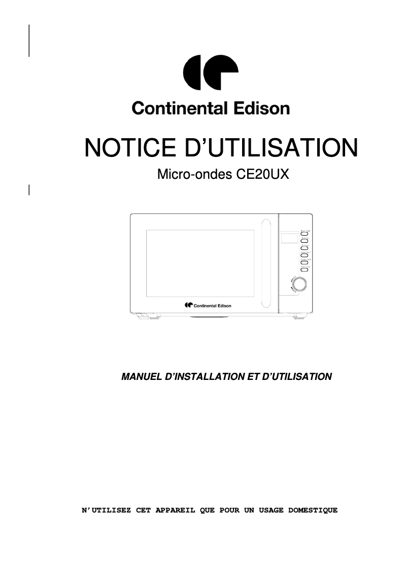 Image de la première page du manuel de l'appareil CE20UX