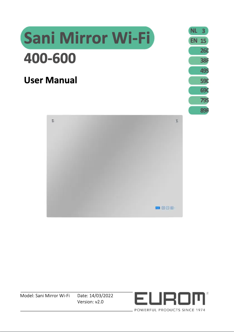 Page n°1 - Manuel utilisateur Eurom Sani 400 Mirror Wifi