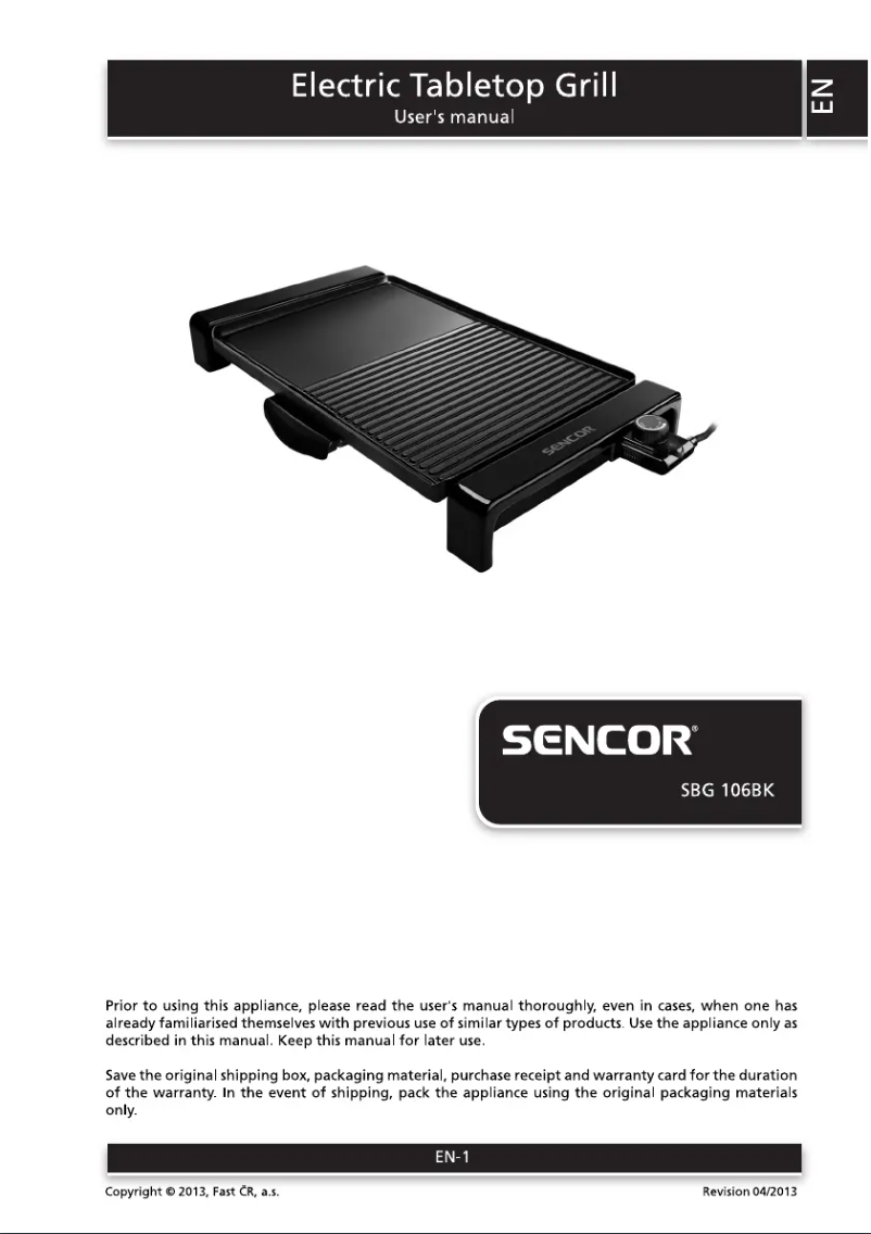 Page n°1 - Manuel utilisateur Sencor SBG 106BK