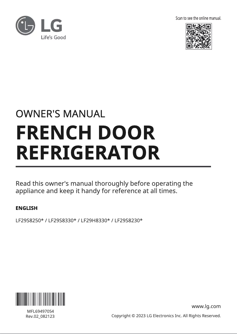 Page 1 de la notice Manuel utilisateur LG LF29S8230S