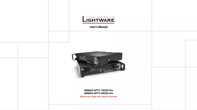 Page n°1 - Manuel utilisateur Lightware HDMI20-OPTC-TX220-FOX