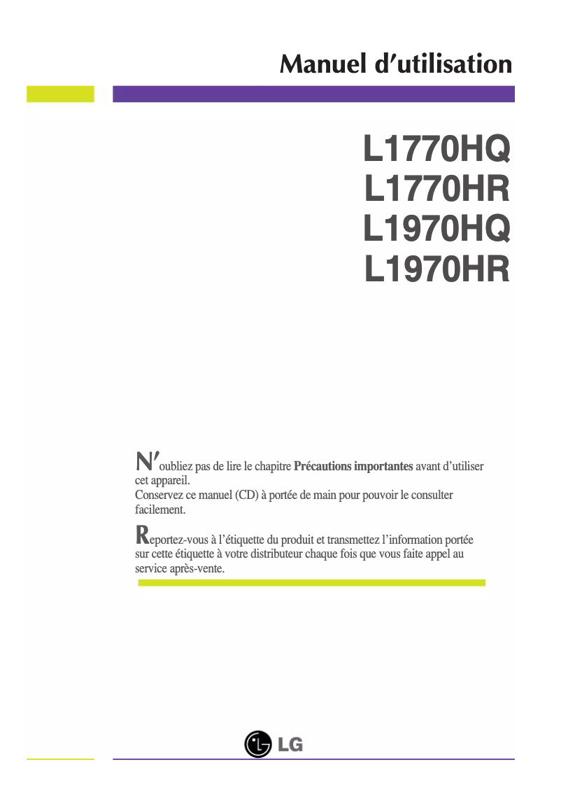 Imagen de la primera página del manual del dispositivo L1770HR-BF