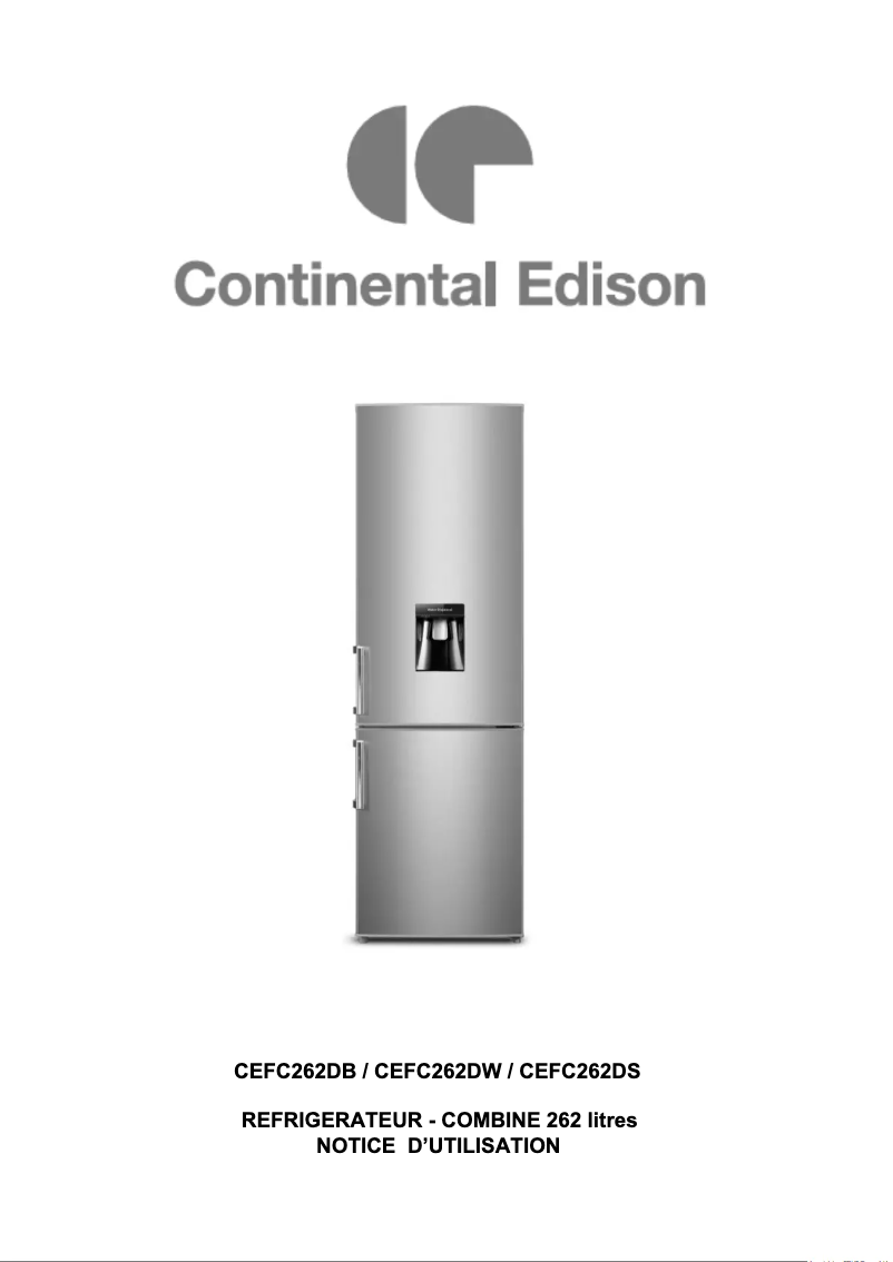 Page 1 de la notice Manuel utilisateur Continental Edison CEFC268DB