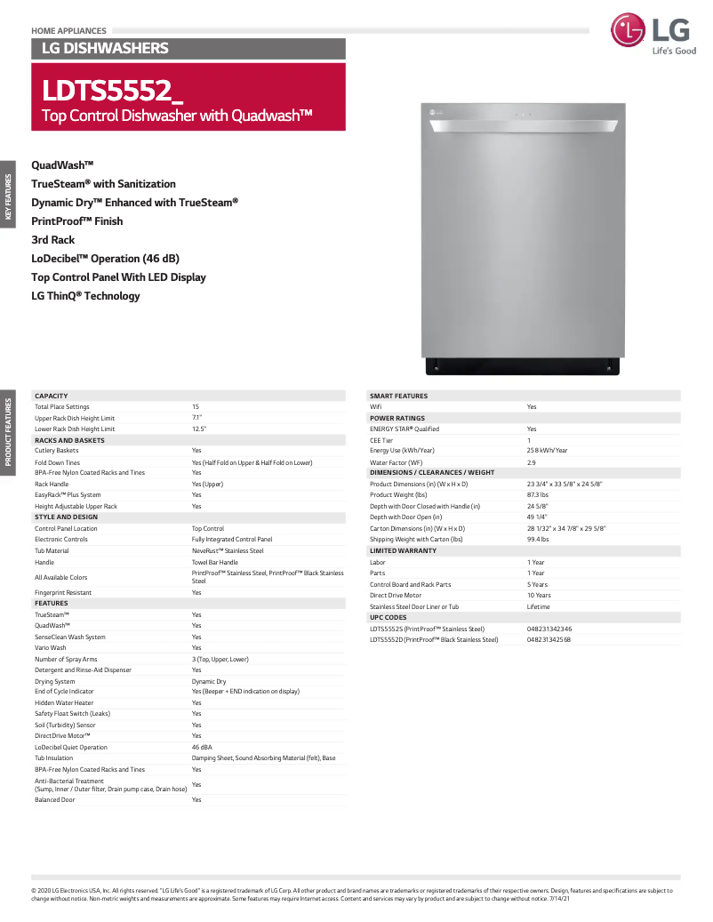 Image de la première page du manuel de l'appareil LDTS5552D