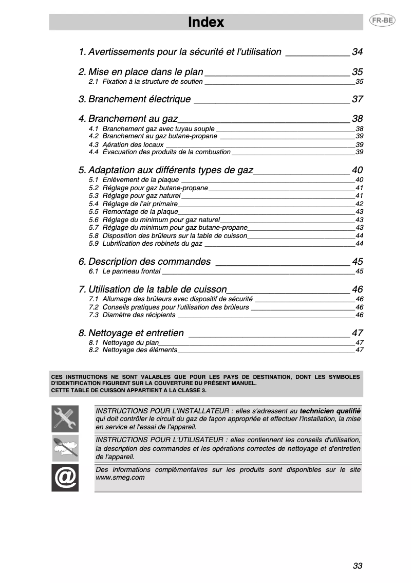 Page 1 de la notice Manuel utilisateur Smeg P705VTES