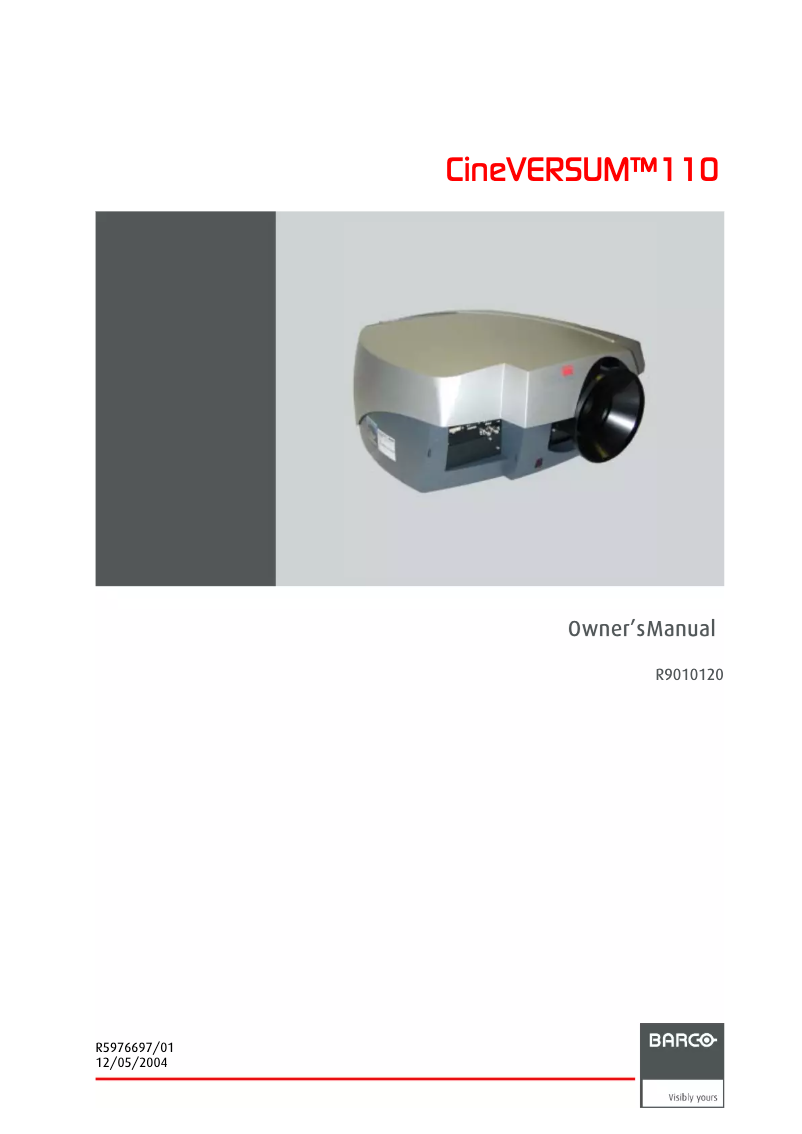 Page 1 de la notice Manuel utilisateur Barco CineVERSUM 110