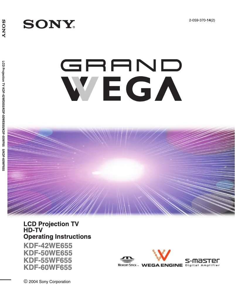 Page 1 de la notice Manuel utilisateur Sony KDF-60WF655