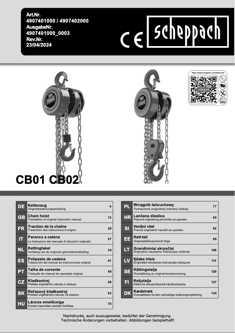 Page n°1 - Manuel utilisateur Scheppach CB01