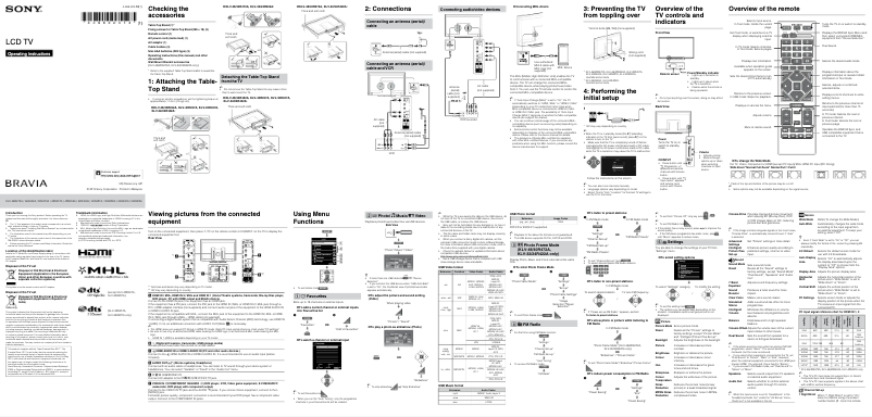 Image de la première page du manuel de l'appareil Bravia KLV-46R472A