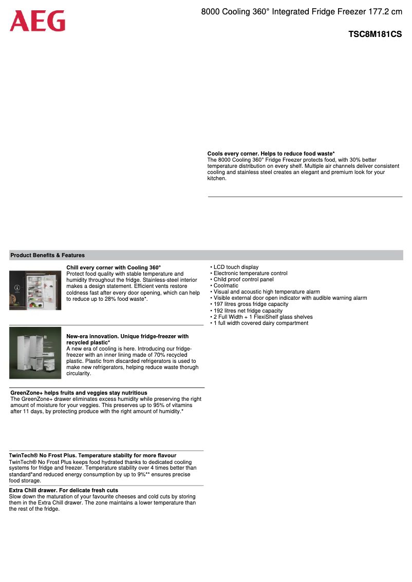 Page n°1 - Fiche technique AEG TSC8M181CS