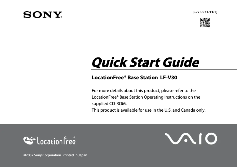 Page 1 de la notice Guide d'installation Sony LF-V30