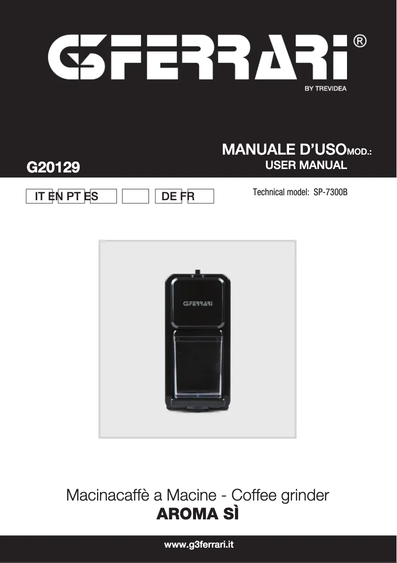 Page 1 of the manual User Manual G3 Ferrari Aroma Sì G20129