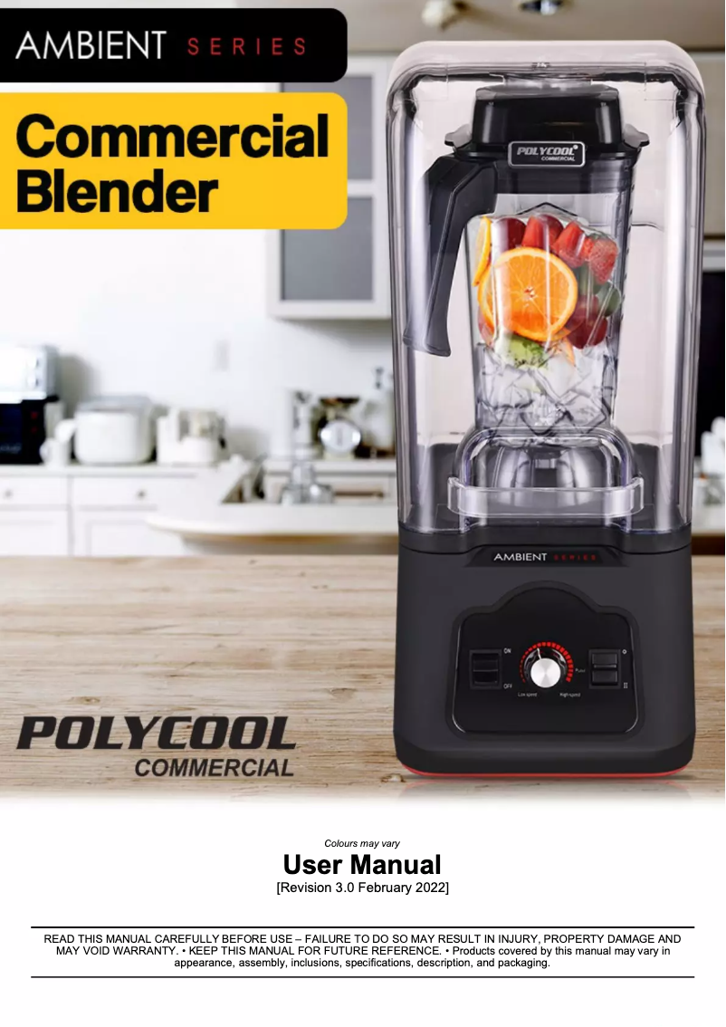 Page n°1 - Manuel utilisateur PolyCool PLYC-25BK
