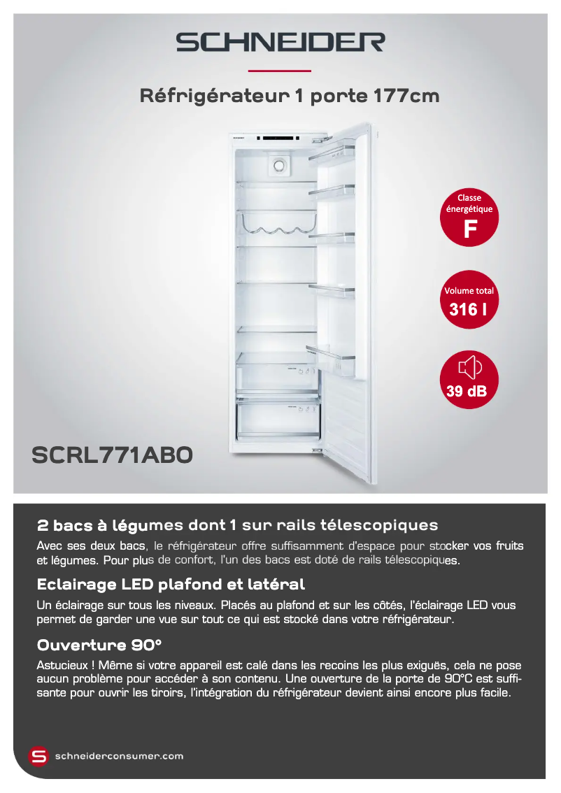 Page 1 de la notice Fiche technique Schneider SCRL771AB0