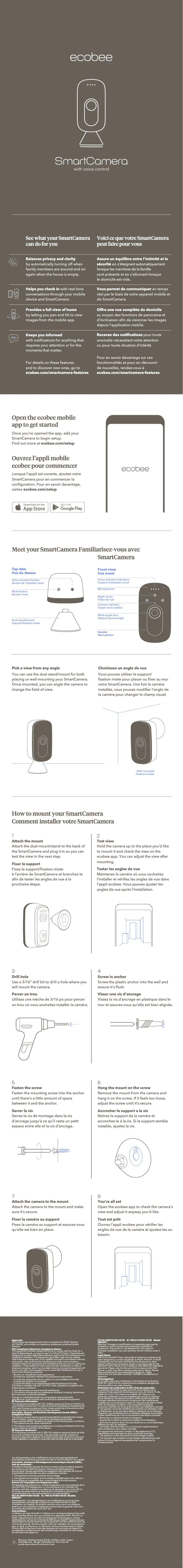 Page 1 de la notice Manuel utilisateur Ecobee Smart Camera EBSCV01