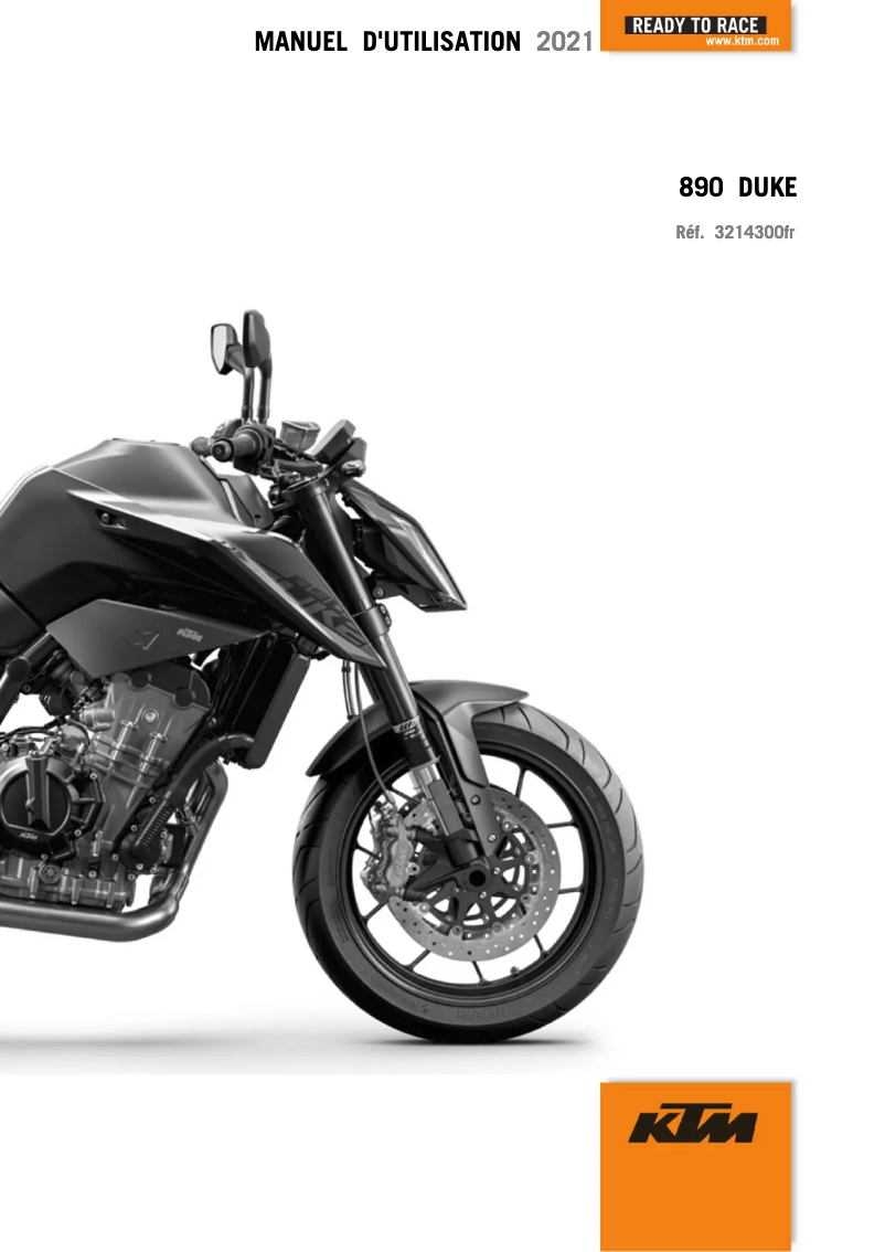Page 1 de la notice Manuel utilisateur KTM 890 Duke L (2021)