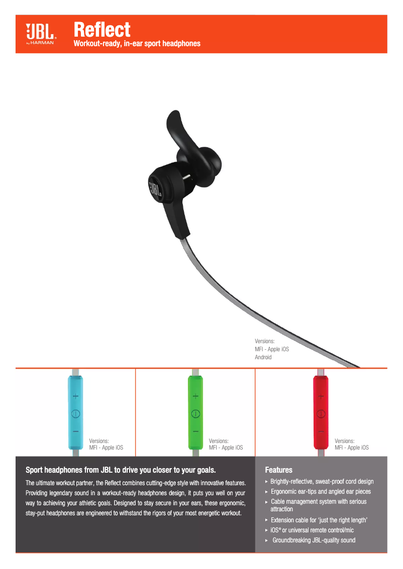Page n°1 - Fiche technique JBL Synchros Reflect I