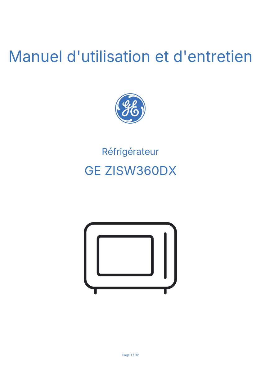 Image de la première page du manuel de l'appareil ZISW360DX