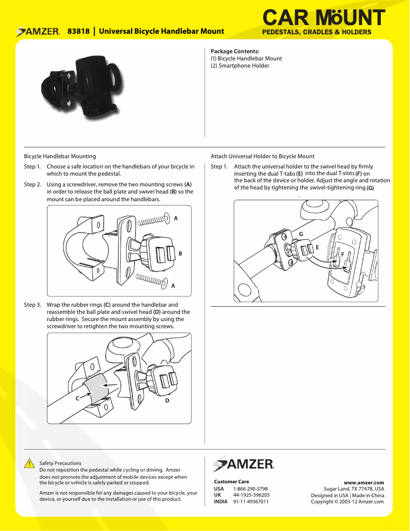 Page n°1 - Manuel utilisateur Amzer AMZ83818