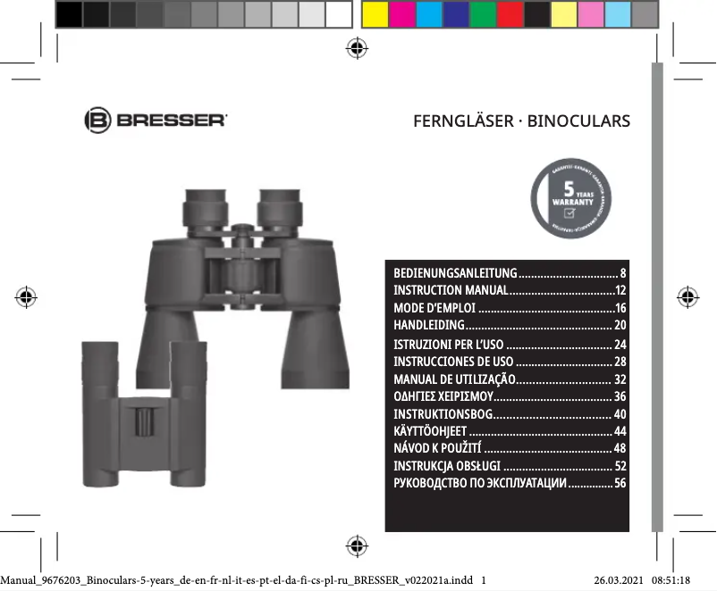 Imagen de la primera página del manual del dispositivo Wave 8x42