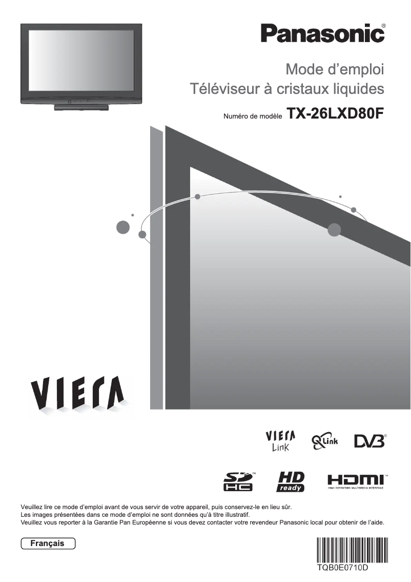 Page 1 de la notice Manuel utilisateur Panasonic Viera TX-26LXD80F