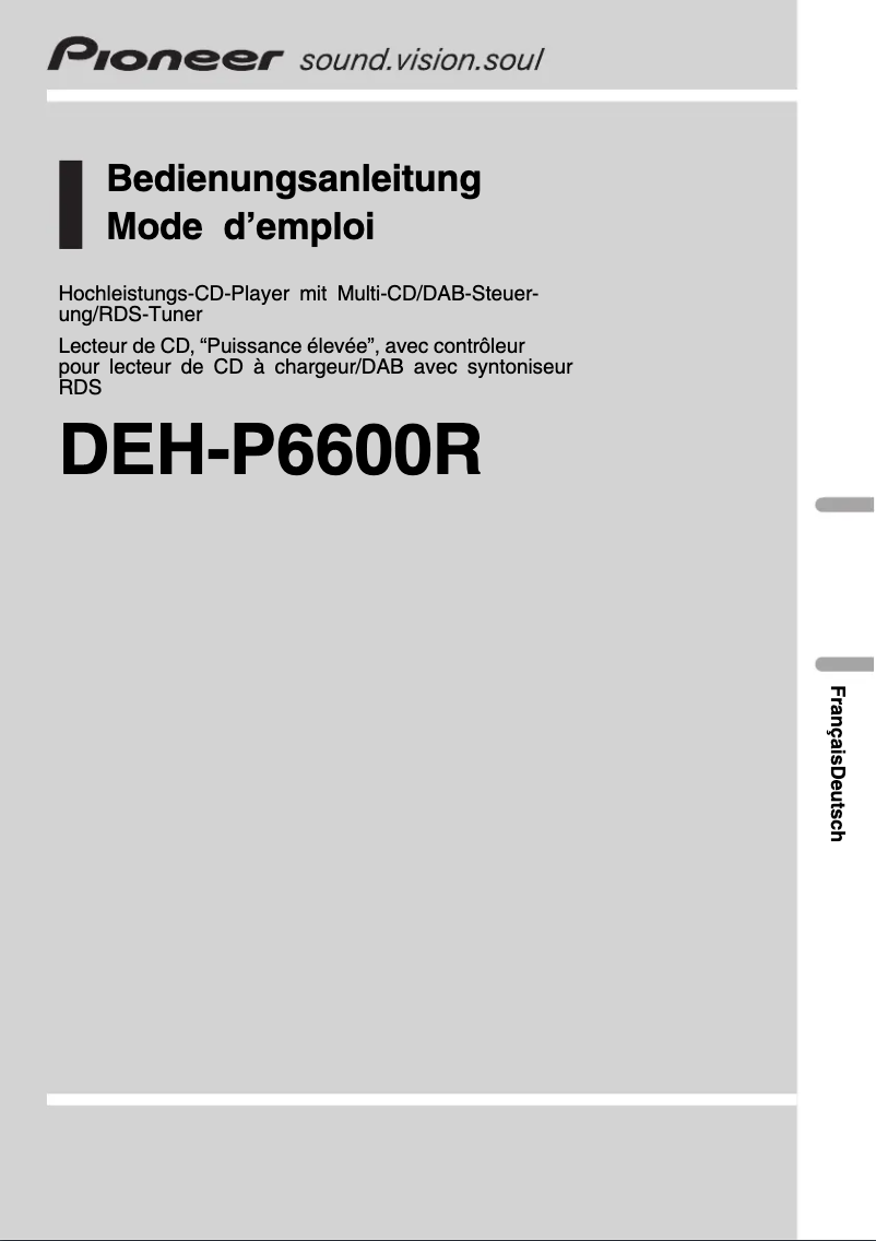 Image de la première page du manuel de l'appareil DEH-P6600R