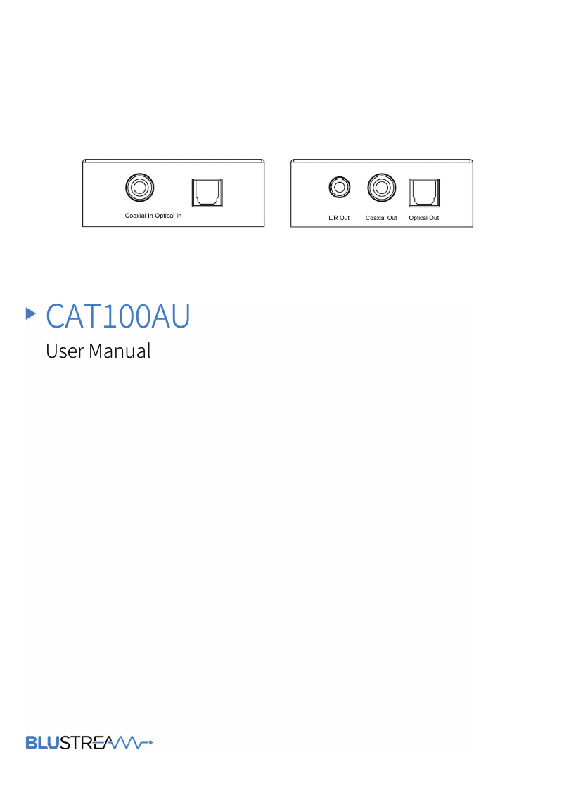 Page 1 de la notice Manuel utilisateur Blustream CAT100AU