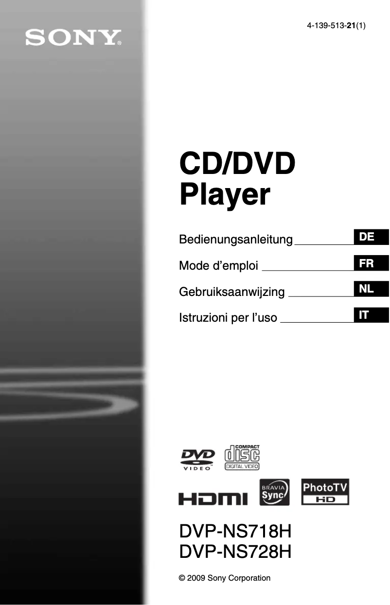 Page n°1 - Manuel utilisateur Sony DVP-NS728H