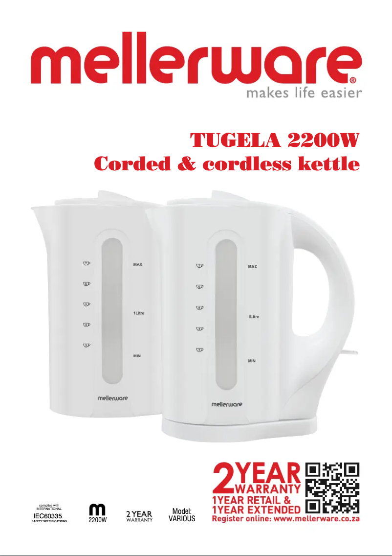 Página 1 del manual Manual de usuario Mellerware Tugela 21003BK