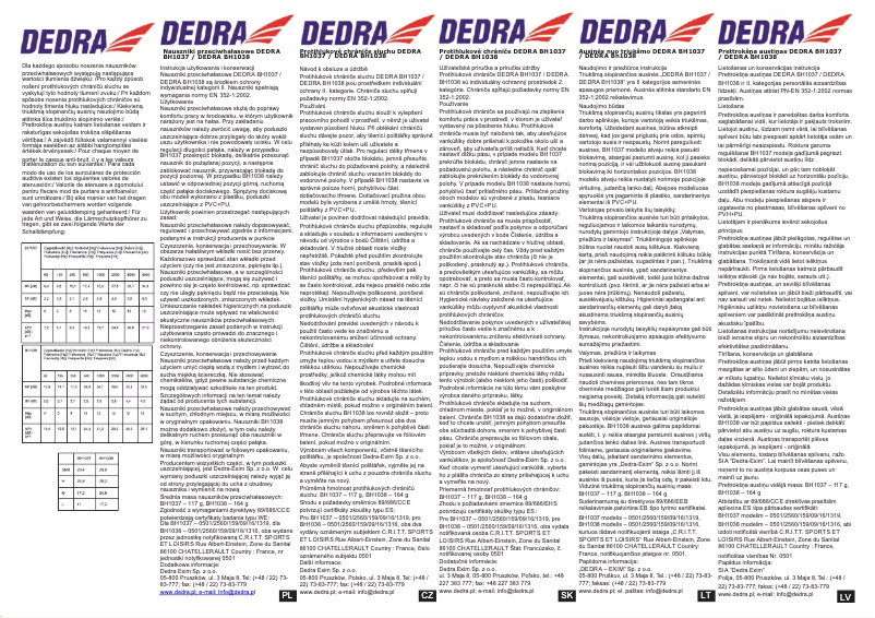 Page n°1 - Manuel utilisateur DEDRA BH1038