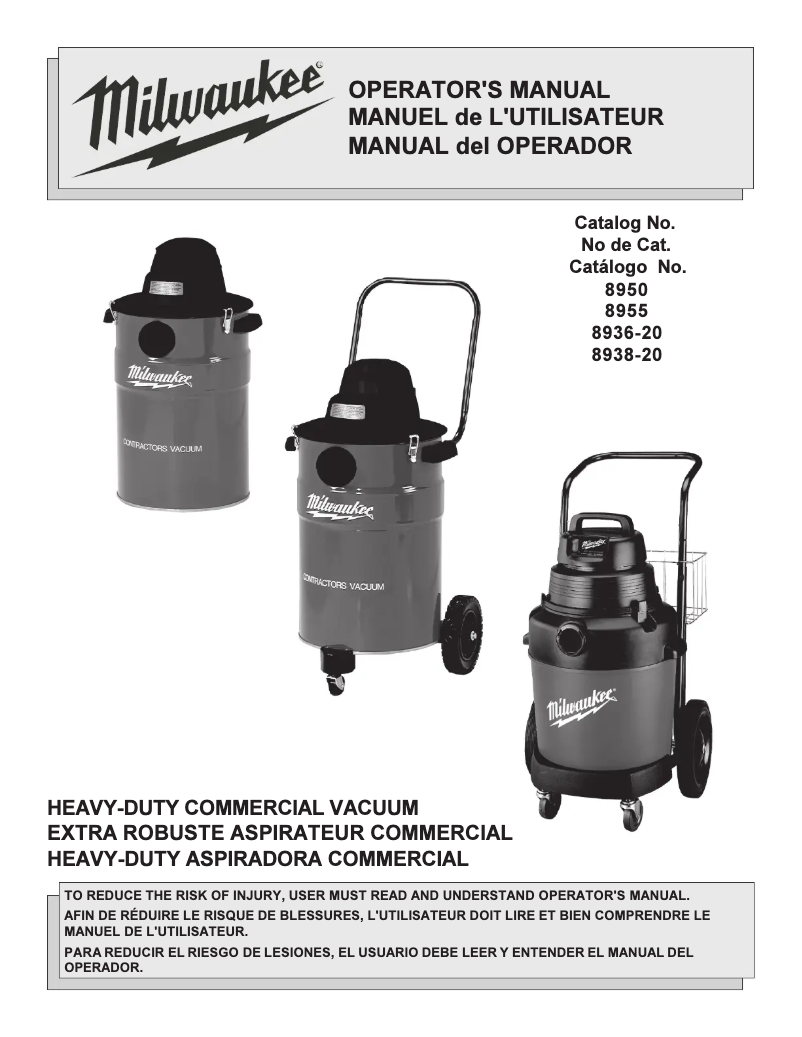 Página 1 del manual Manual de usuario Milwaukee 10 Gal 1 Stage Wet Dry 8955