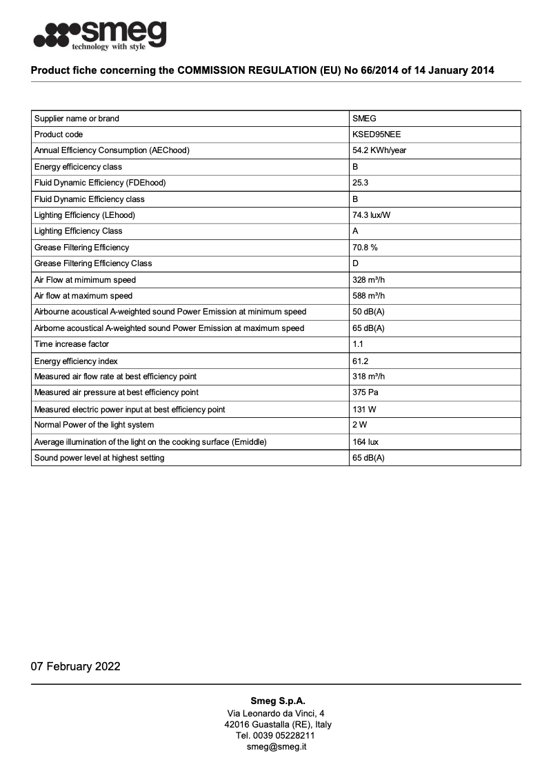 Page 1 de la notice Brochure Smeg KSED95NEE